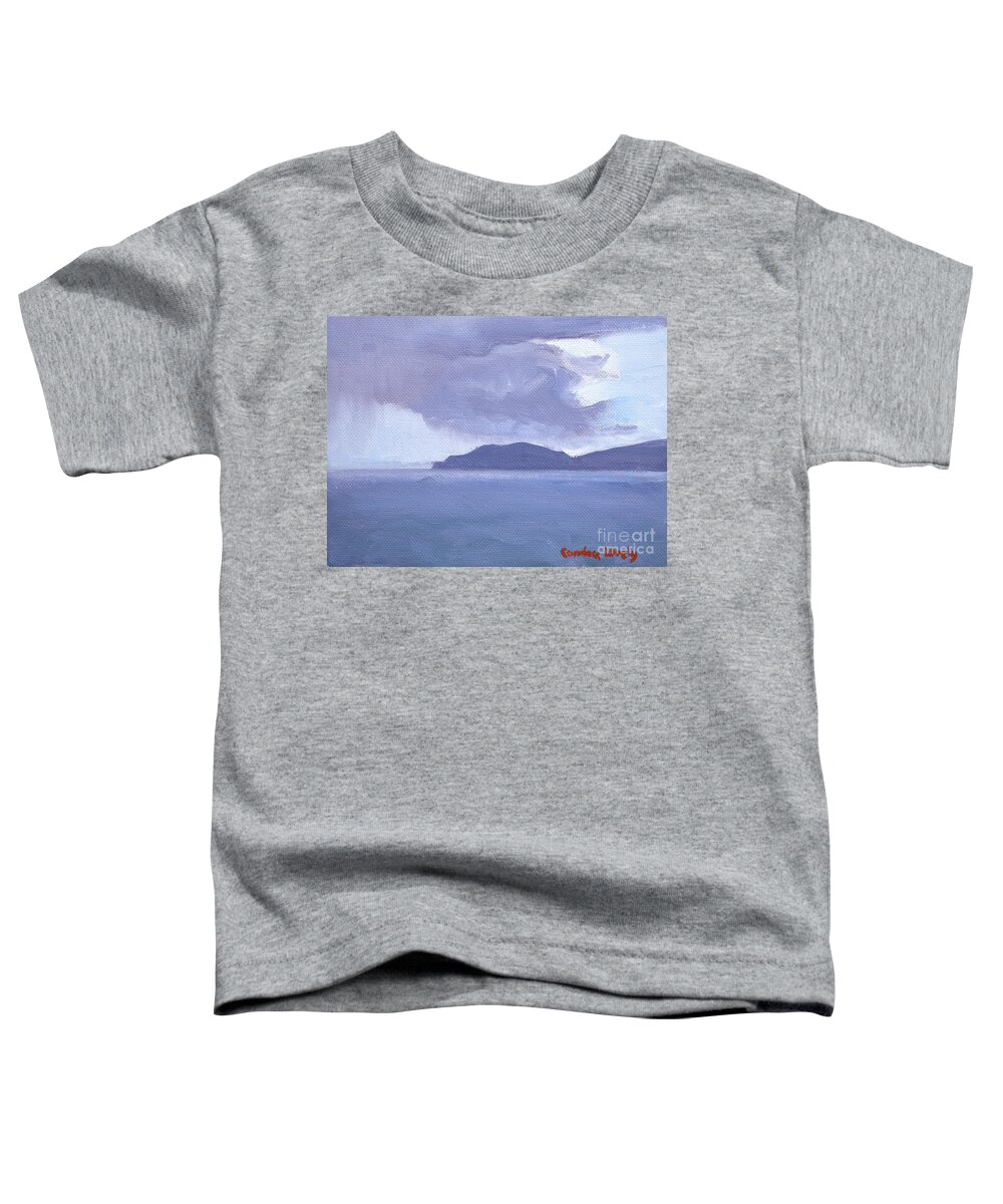 Honey Moon Beach Toddler T-Shirt featuring the painting Rain Across the Channel by Candace Lovely