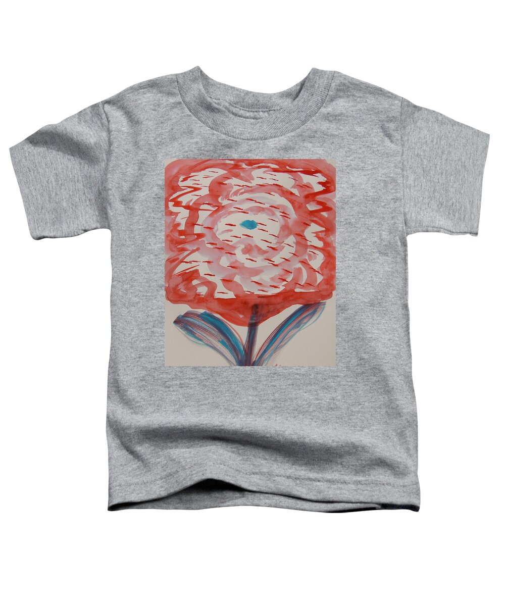 Bloom Toddler T-Shirt featuring the painting Red and Baby Blue by Mary Carol Williams