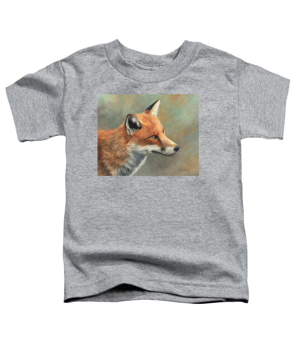 Fox Toddler T-Shirt featuring the painting Red Fox Portrait by David Stribbling