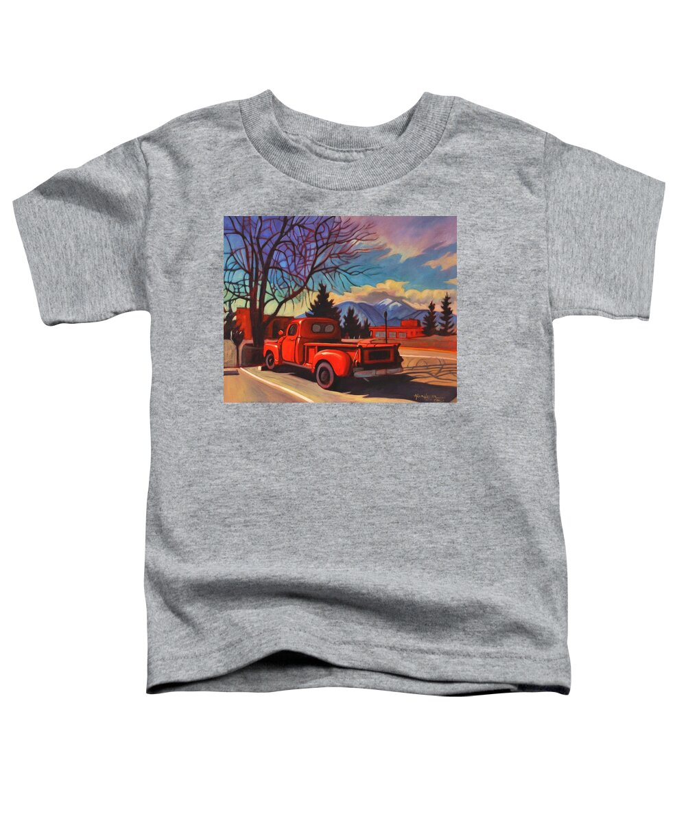 Vintage Toddler T-Shirt featuring the painting Red Truck by Art West