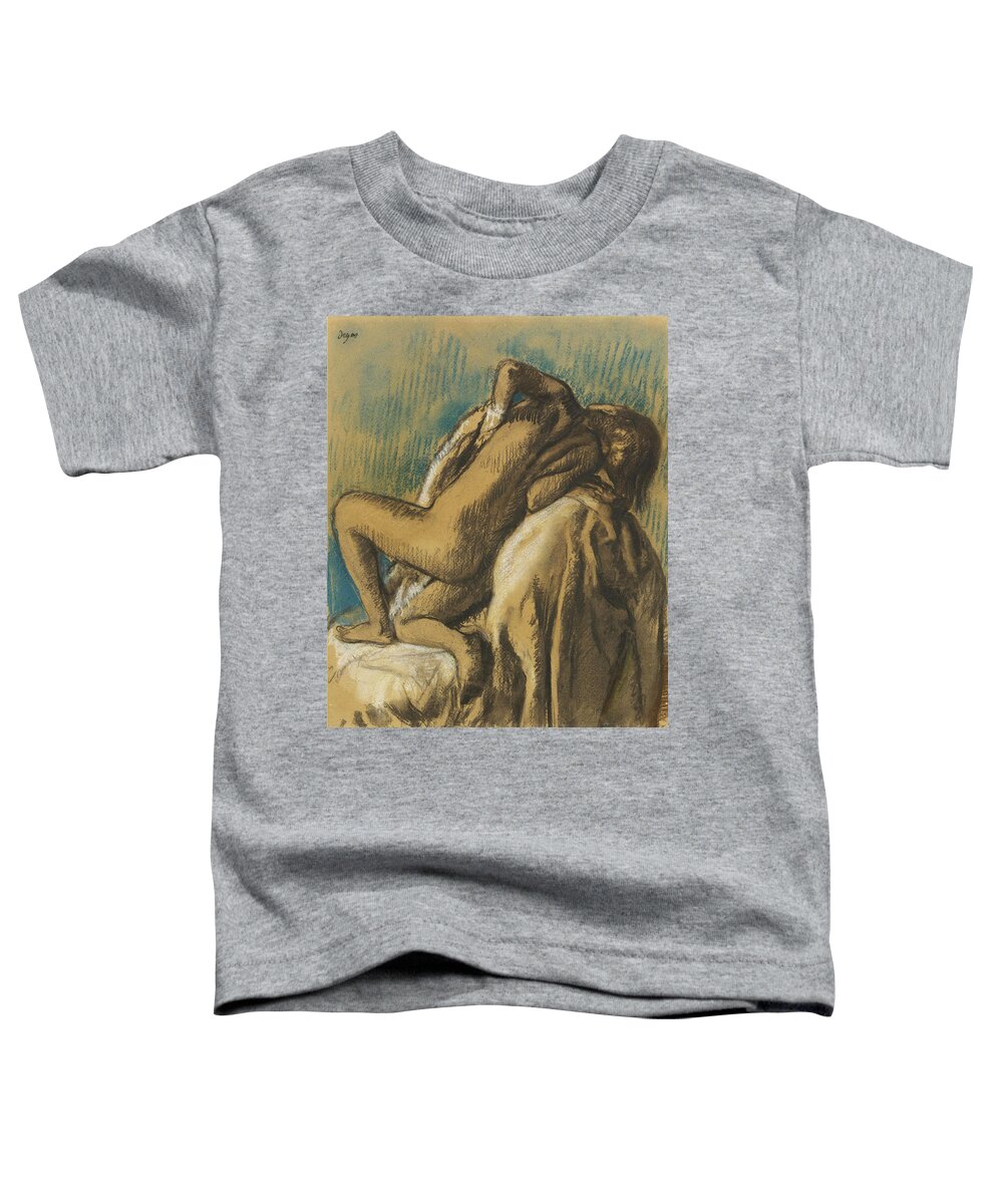 Edgar Degas Toddler T-Shirt featuring the drawing Resting after the Bath by Edgar Degas