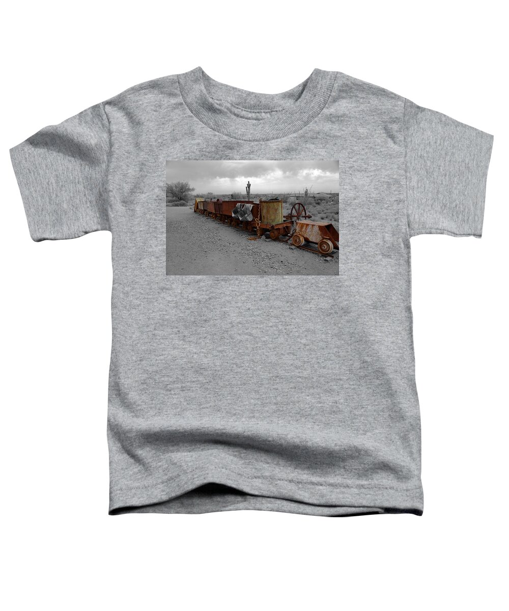Retired Mining Equipment Toddler T-Shirt featuring the photograph Retired Mining Ore Cars by Richard J Cassato