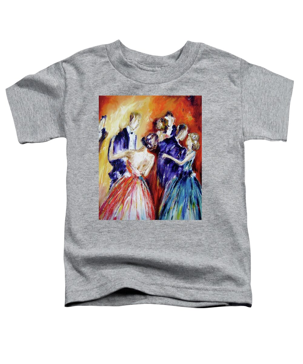 Romance Toddler T-Shirt featuring the painting Romantic Dance Paintings by Mary Cahalan Lee - aka PIXI