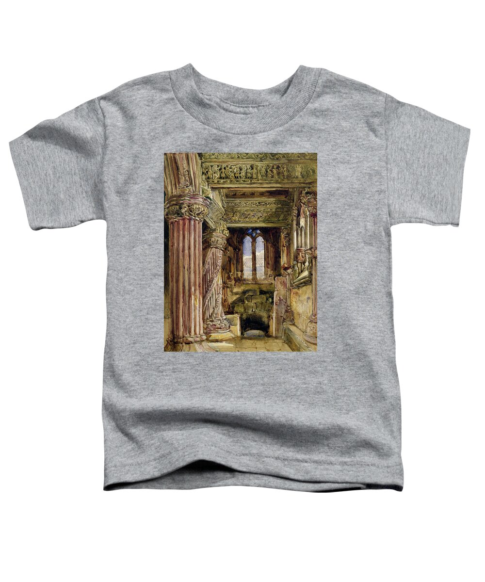 Roslyn Toddler T-Shirt featuring the painting Rosslyn Chapel, Scotland by Alexander Jnr Fraser