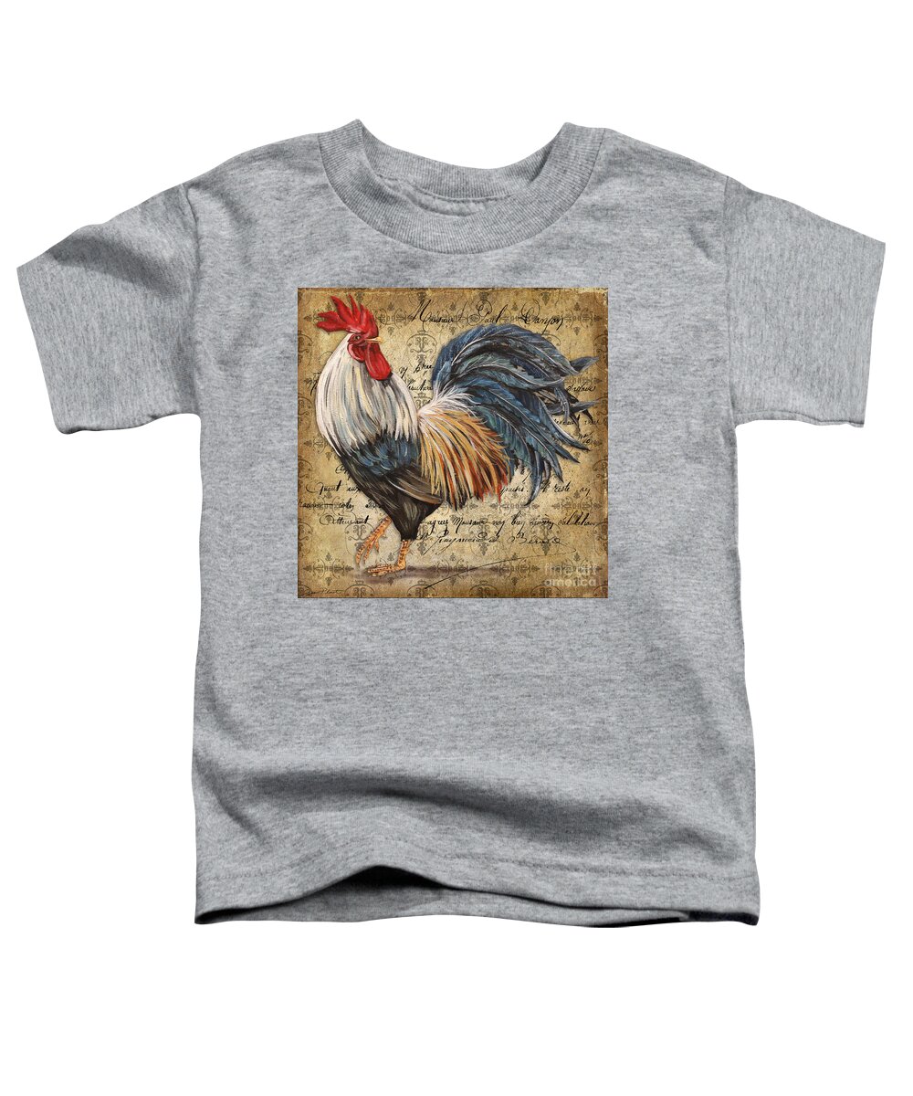 Acrylic Painting Toddler T-Shirt featuring the painting Rustic Rooster-JP2119 by Jean Plout