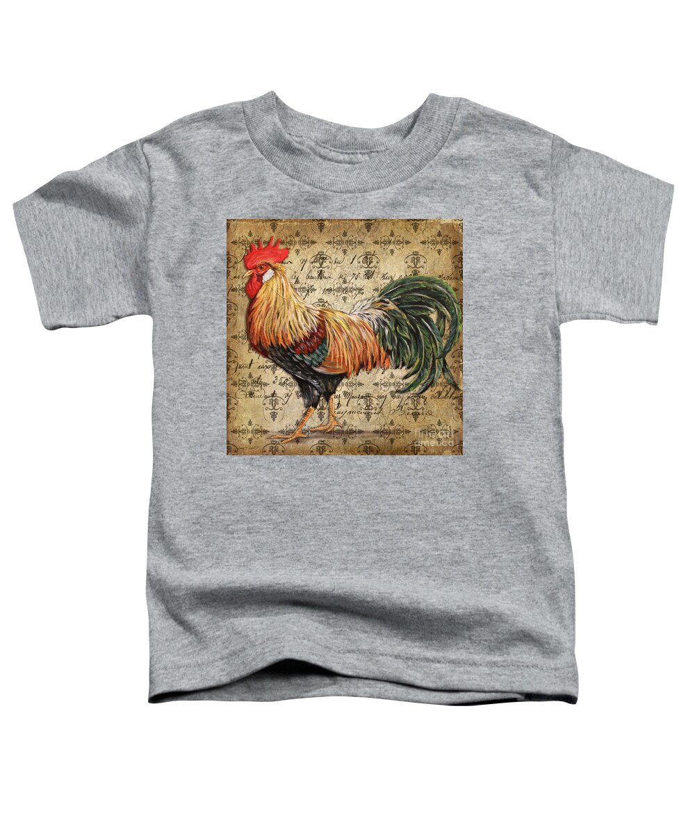 Acrylic Painting Toddler T-Shirt featuring the painting Rustic Rooster-JP2121 by Jean Plout