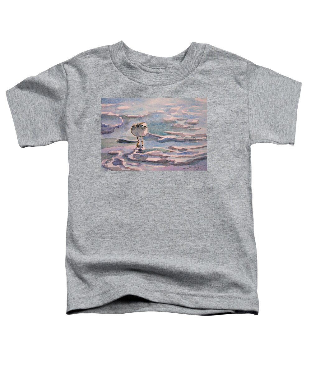 Art Toddler T-Shirt featuring the painting Sandpiper and seafoam 3-8-15 by Julianne Felton