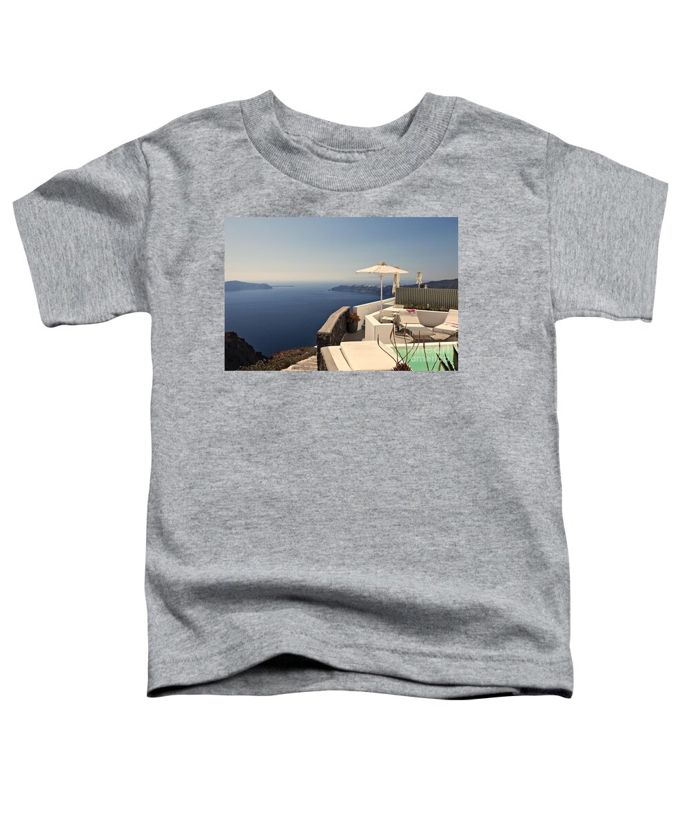 Imerovigli Toddler T-Shirt featuring the photograph Santorini view by Sophie McAulay