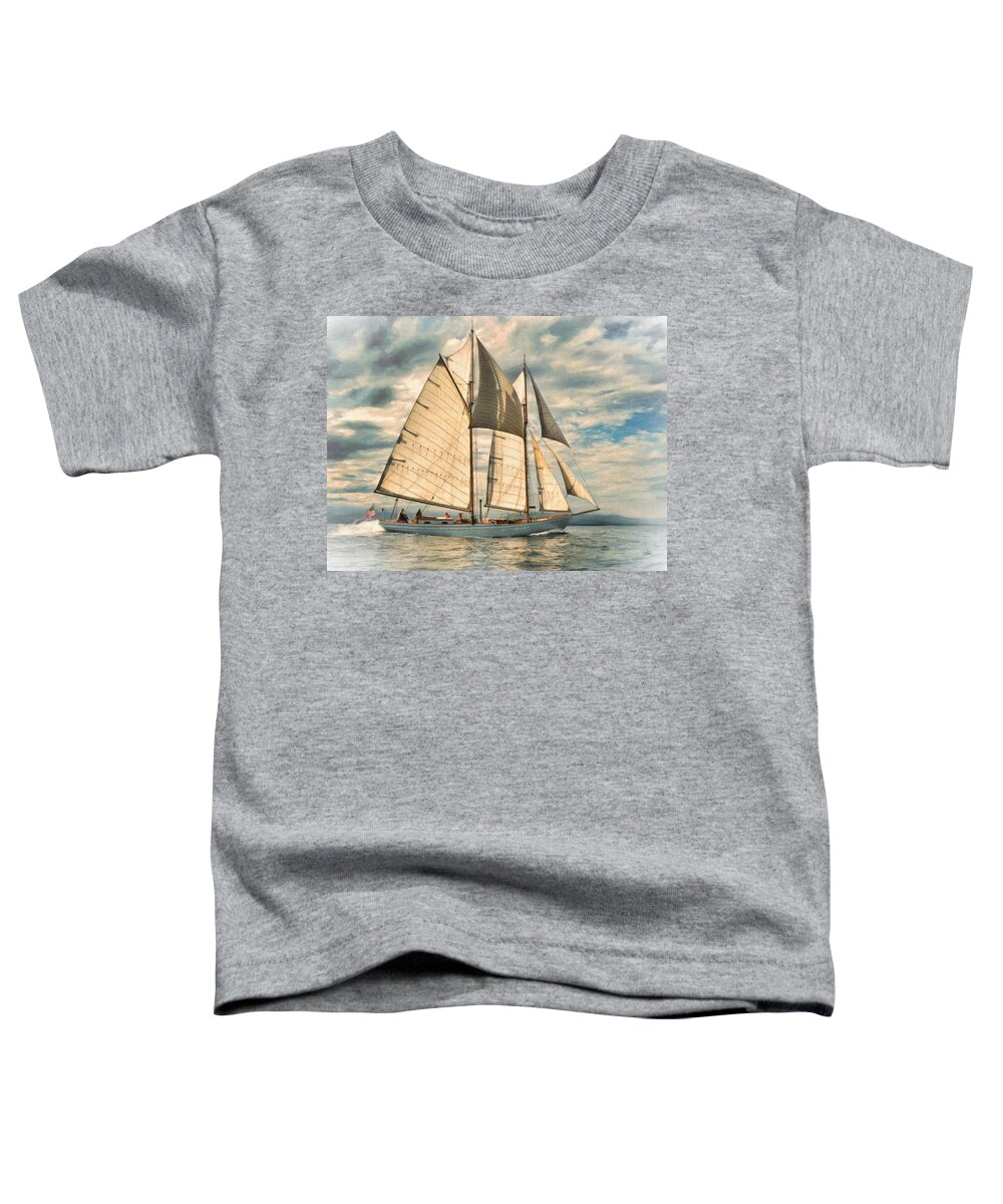 Sailing Ships Toddler T-Shirt featuring the painting Schooner 101a by Dean Wittle