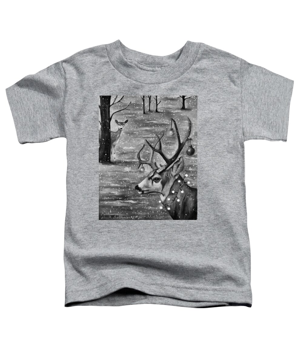 Deer Toddler T-Shirt featuring the painting Seduction bw by Leah Saulnier The Painting Maniac