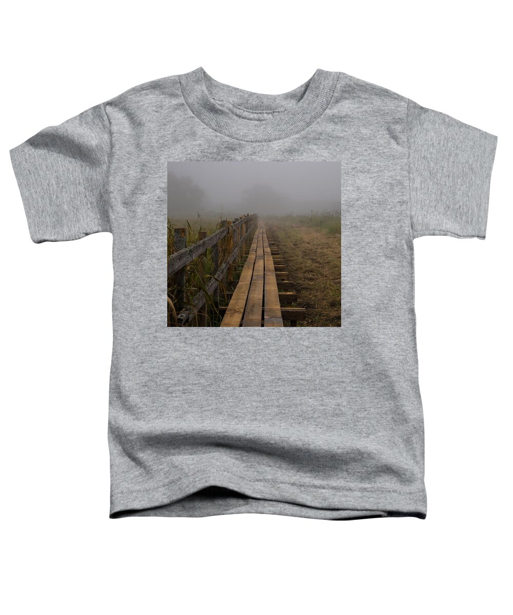 Mist Toddler T-Shirt featuring the photograph September mist HDR - foggy day over walk way by Leif Sohlman