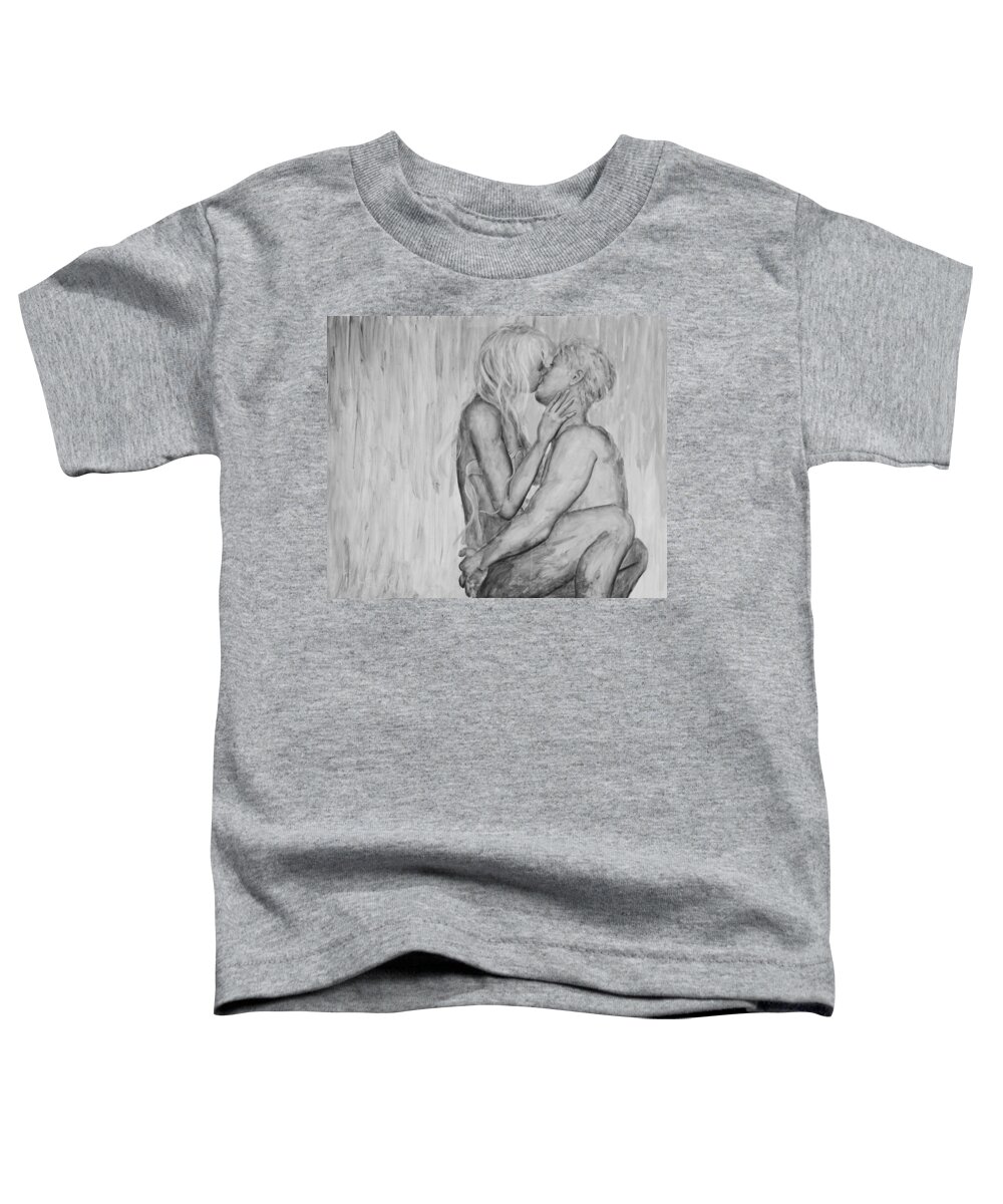 Wet Toddler T-Shirt featuring the painting Shades of Grey - wet romance by Nik Helbig