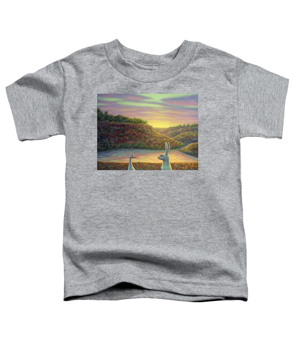 Sharing Toddler T-Shirt featuring the painting Sharing a Moment by James W Johnson