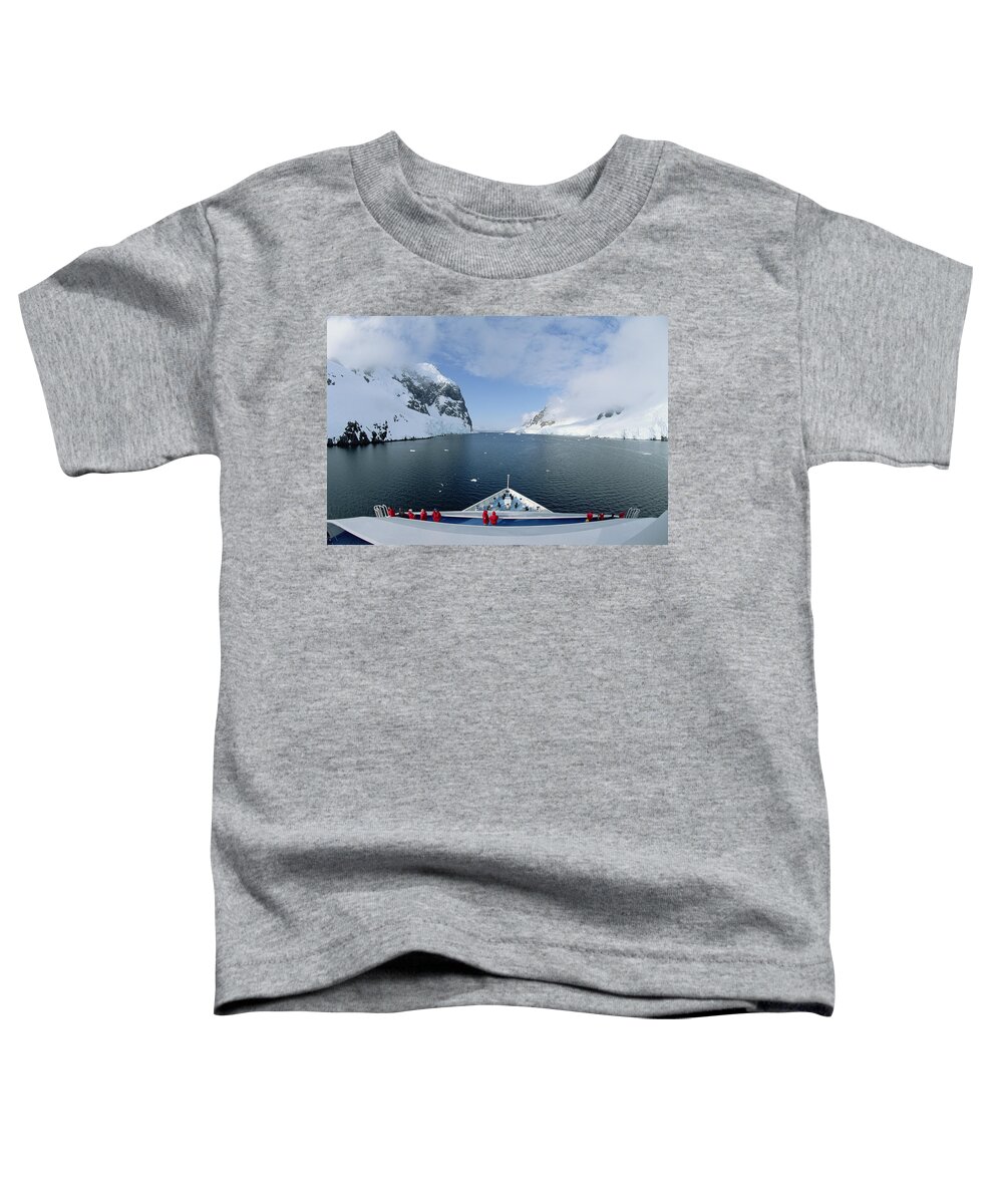 Feb0514 Toddler T-Shirt featuring the photograph Ship With Tourists In Lemaire Channel by Konrad Wothe
