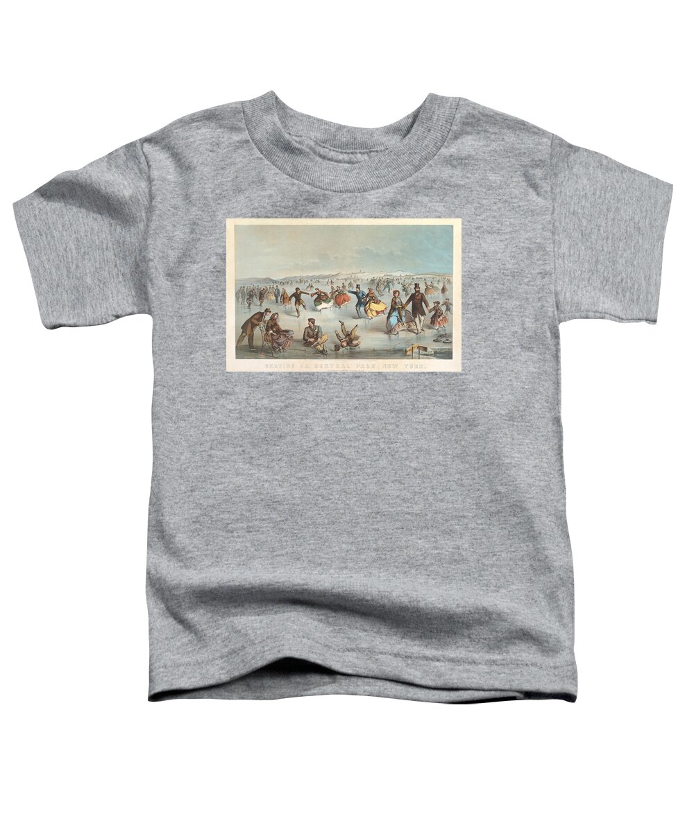 Winslow Homer Toddler T-Shirt featuring the drawing Skating in Central Park. New York by Winslow Homer