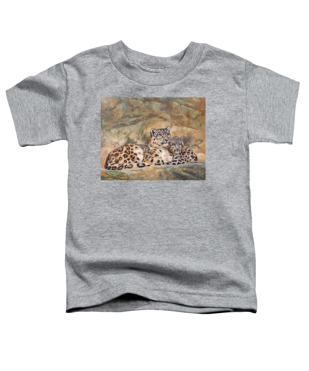 Snow.leopard Toddler T-Shirt featuring the painting Snow Leopards by David Stribbling