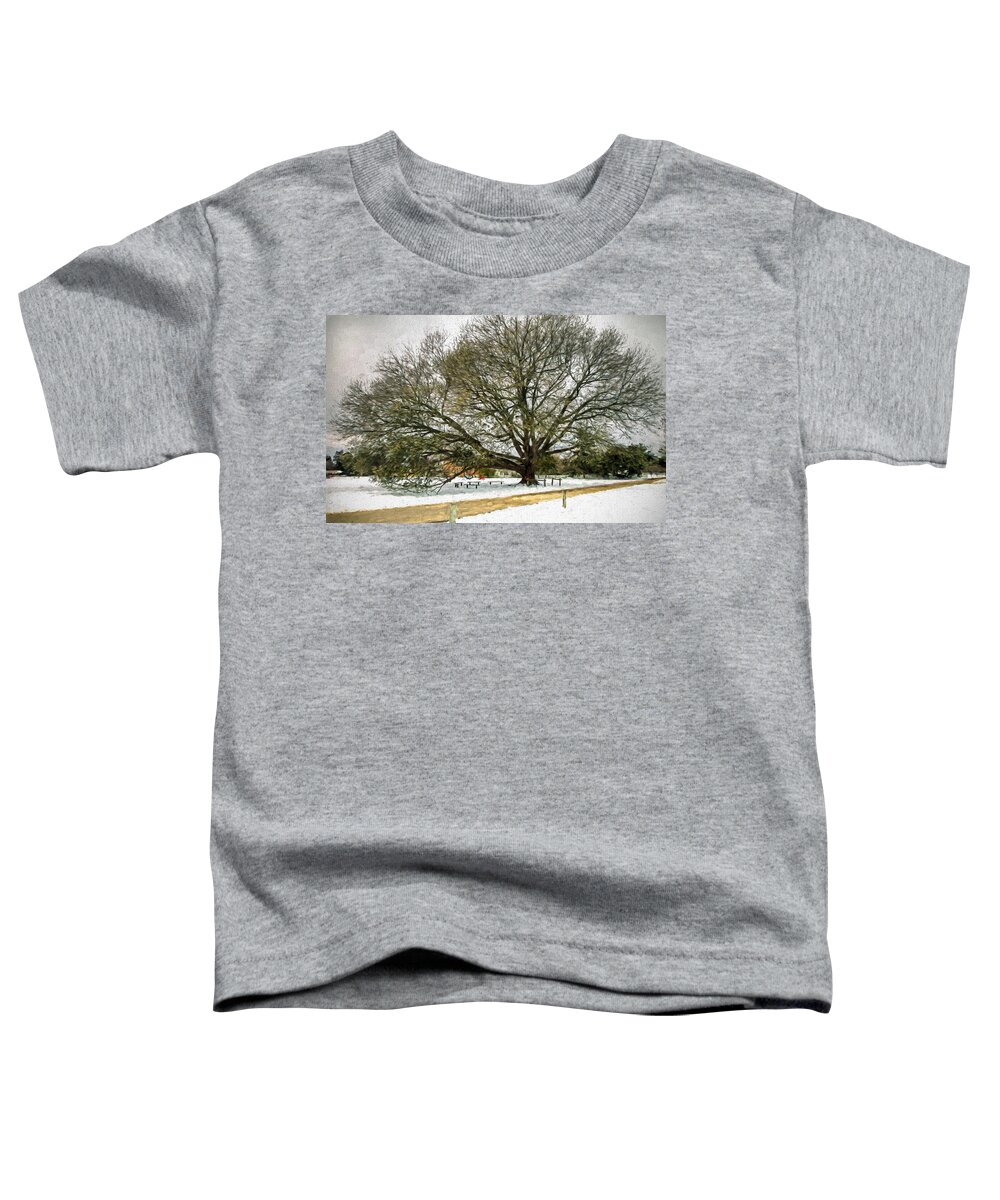 Live Oak Toddler T-Shirt featuring the photograph Snowy Live Oak by Jerry Gammon