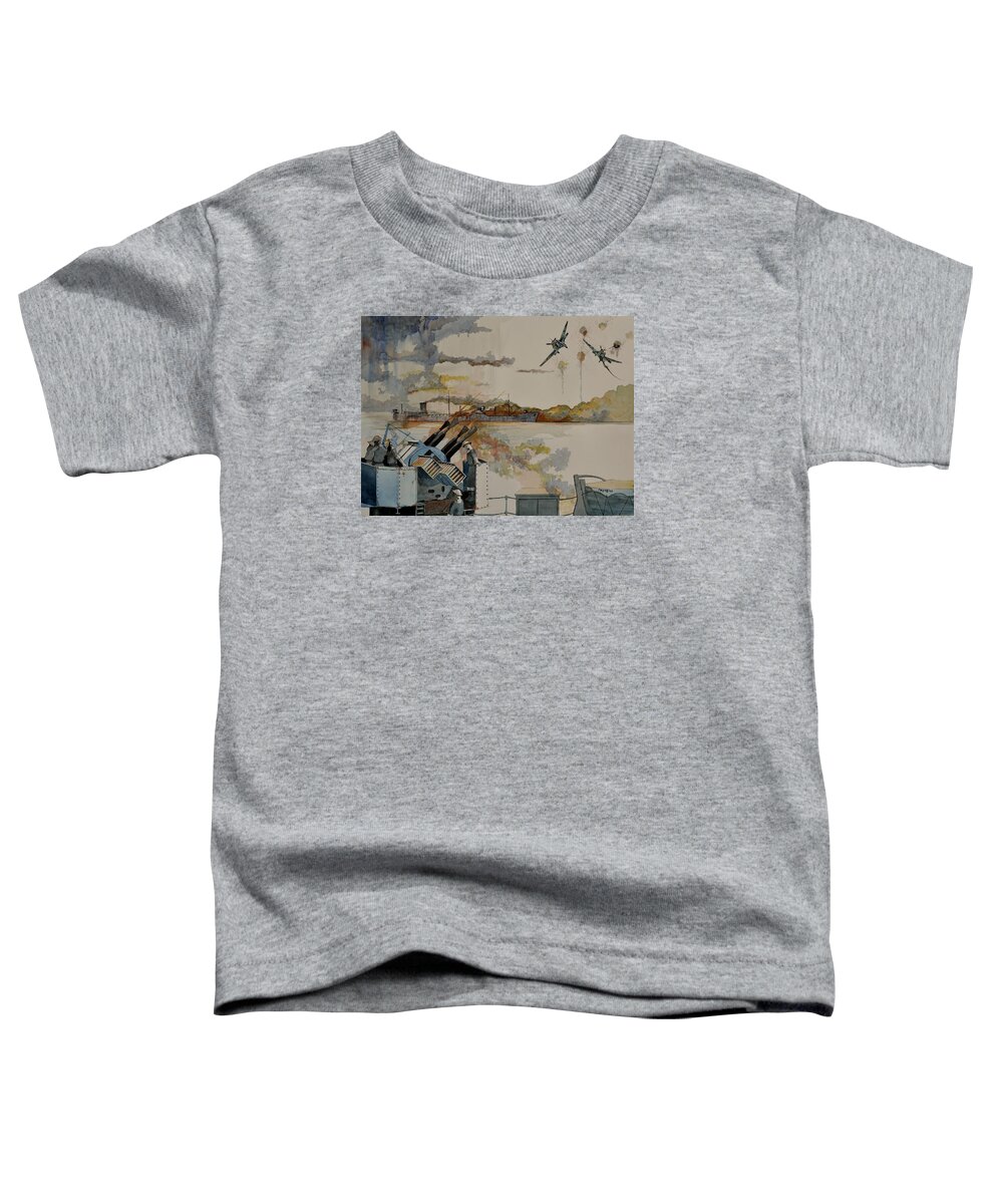 Wwii Toddler T-Shirt featuring the painting SS Ohio II by Ray Agius