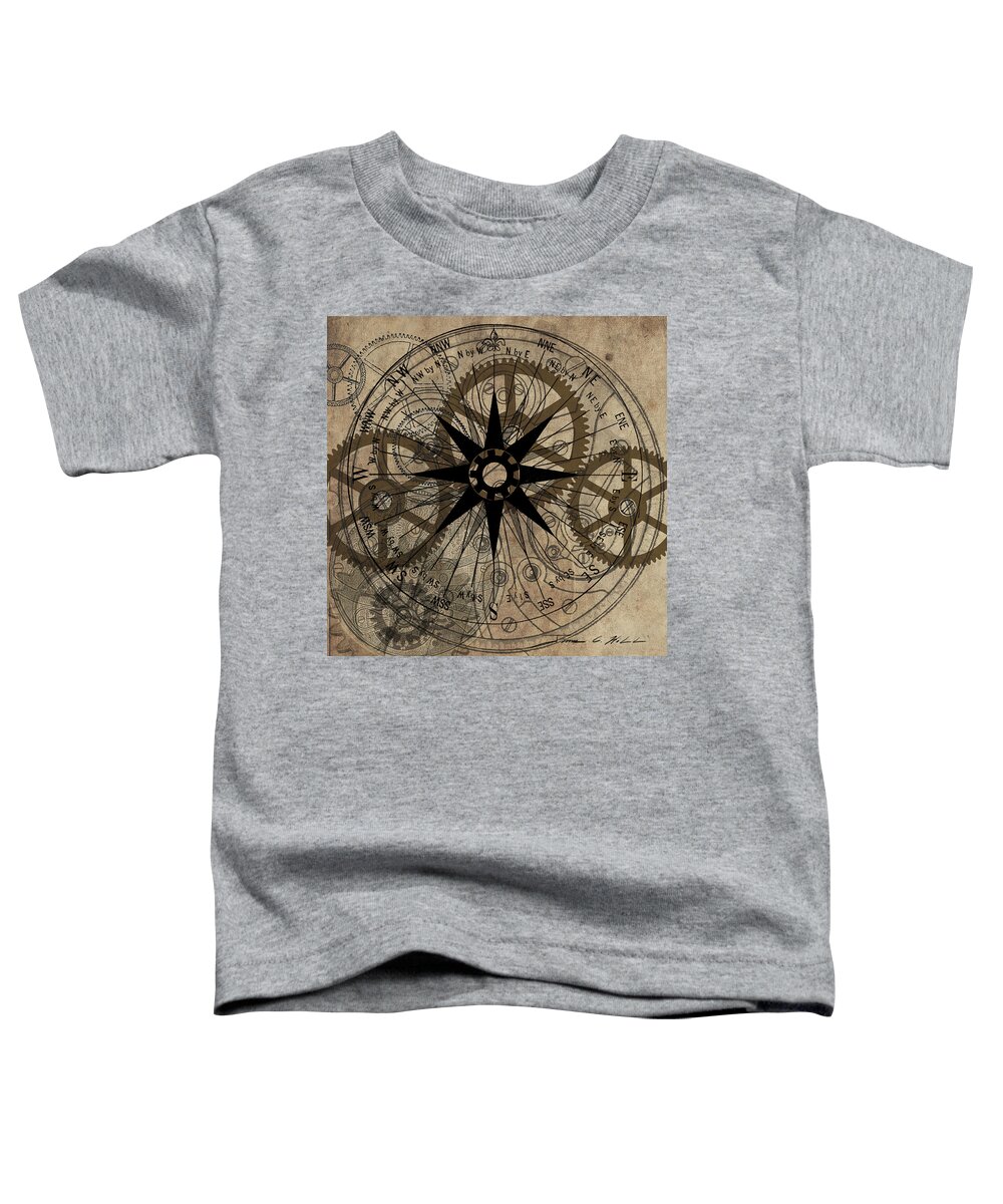 Steampunk Toddler T-Shirt featuring the painting Steampunk Gold Gears II by James Hill