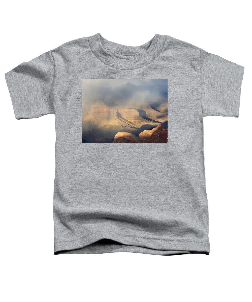 Grand Canyon National Park Toddler T-Shirt featuring the photograph Storm over the Grand Canyon by Laurel Powell