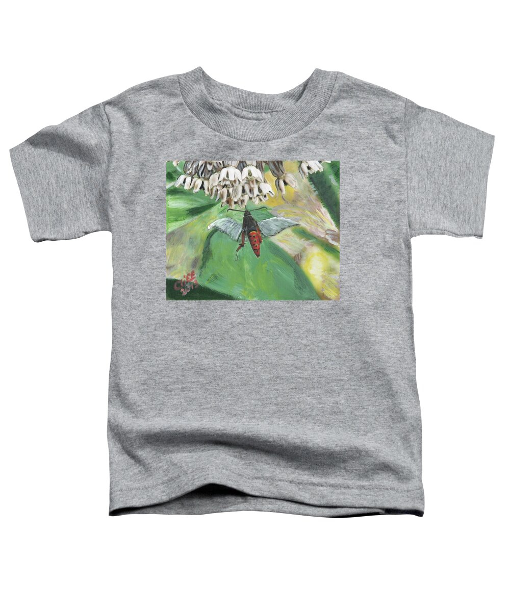 Flowers Toddler T-Shirt featuring the painting Strange Bug at Flowers by Cliff Wilson