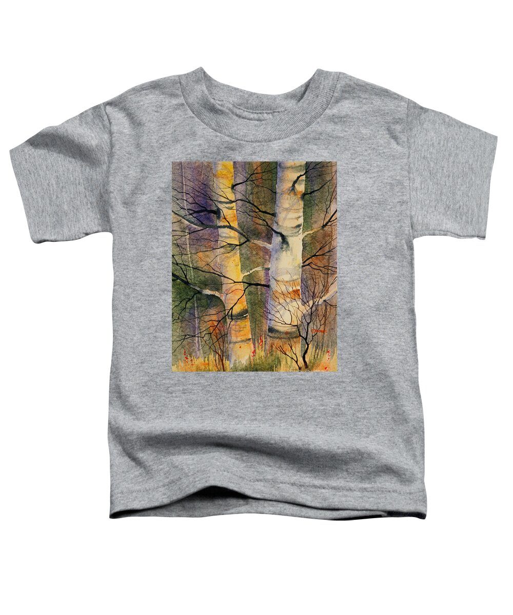 Summer Birch Ii Toddler T-Shirt featuring the painting Summer Birch II by Teresa Ascone