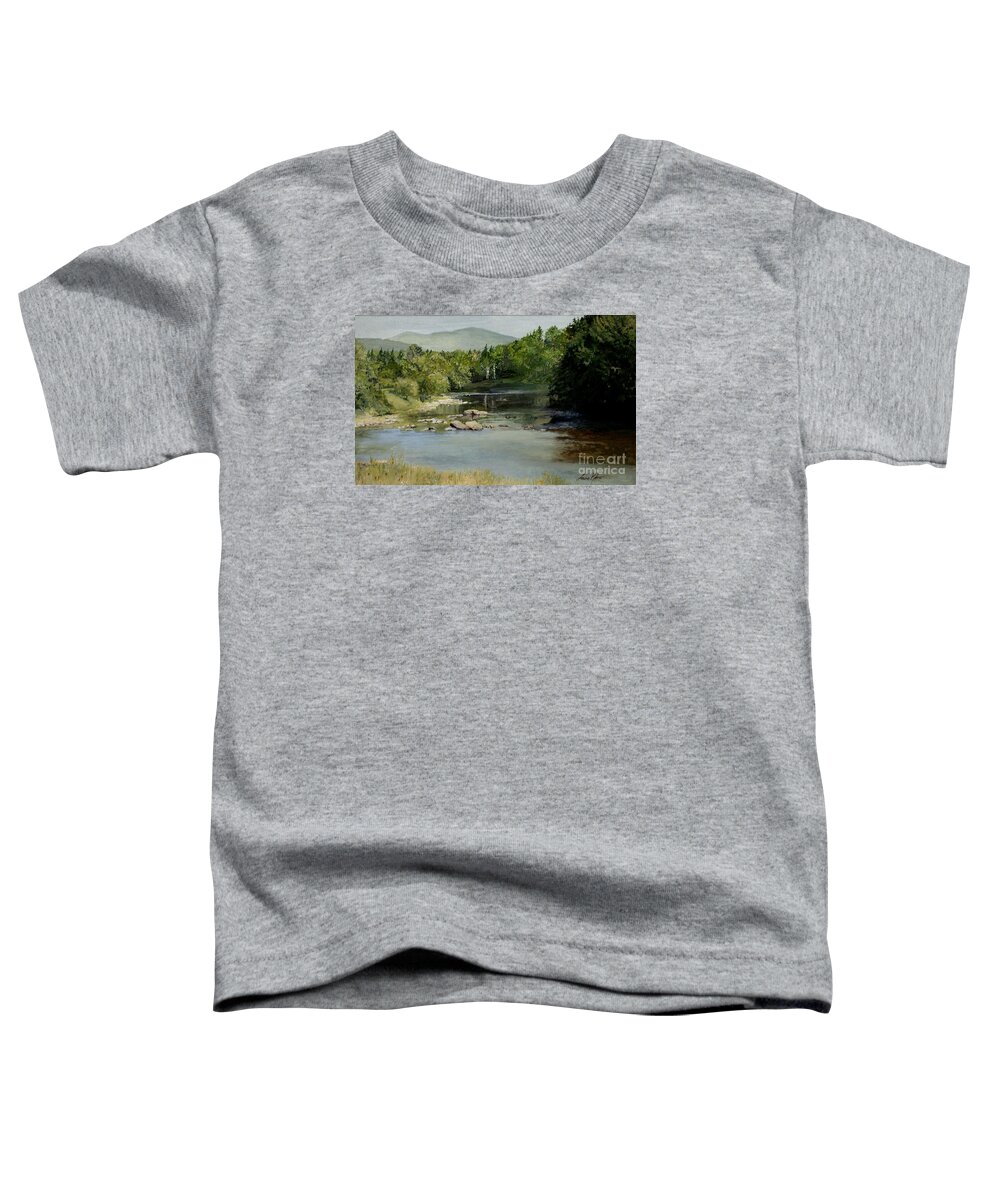 Vermont Toddler T-Shirt featuring the painting Summer on the River in Vermont by Laurie Rohner