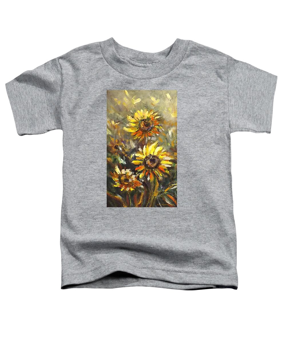 Sunflowers Toddler T-Shirt featuring the painting Sunny 2 by Gina De Gorna