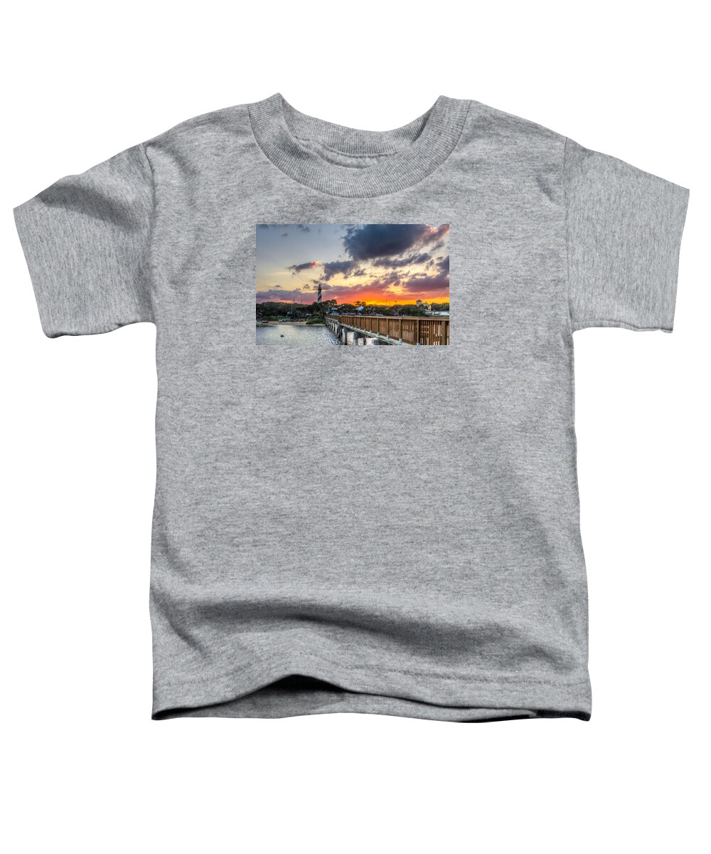 America Toddler T-Shirt featuring the photograph Sunset at Anastasia Lighthouse by Traveler's Pics
