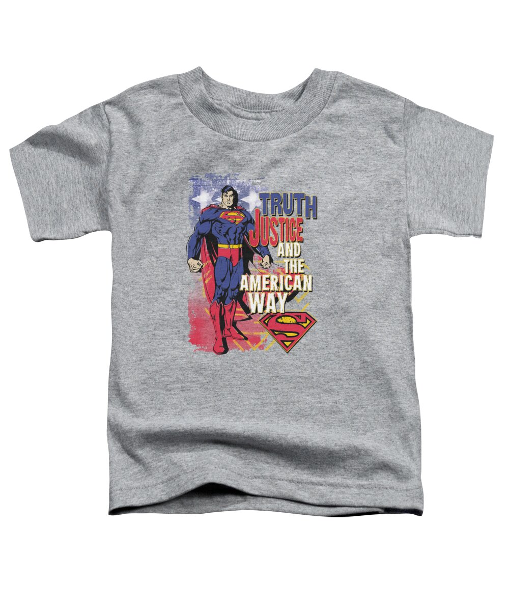 Superman Toddler T-Shirt featuring the digital art Superman - Truth Justice by Brand A