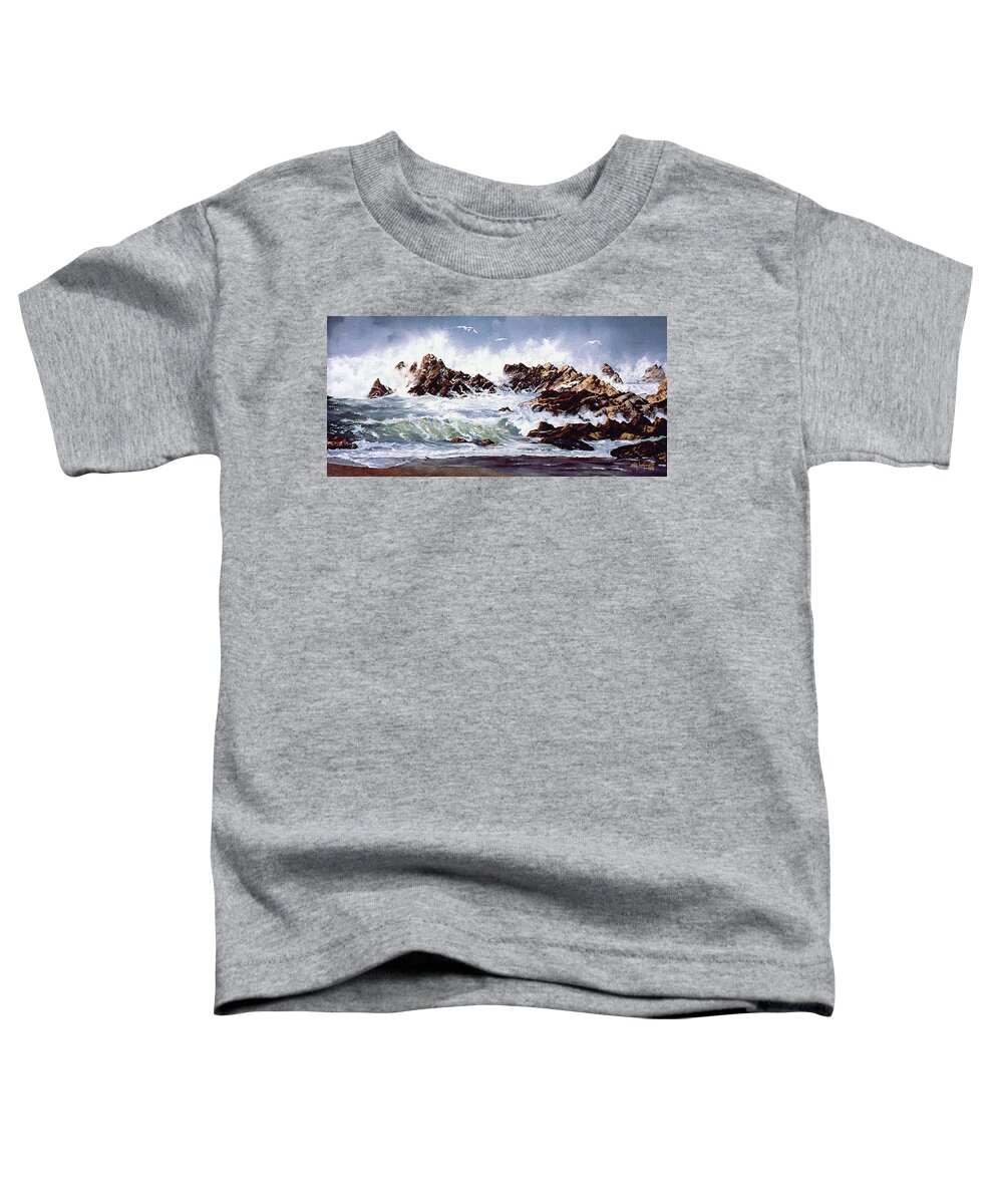 Lincoln City Toddler T-Shirt featuring the painting Surf at Lincoln City by Craig Burgwardt