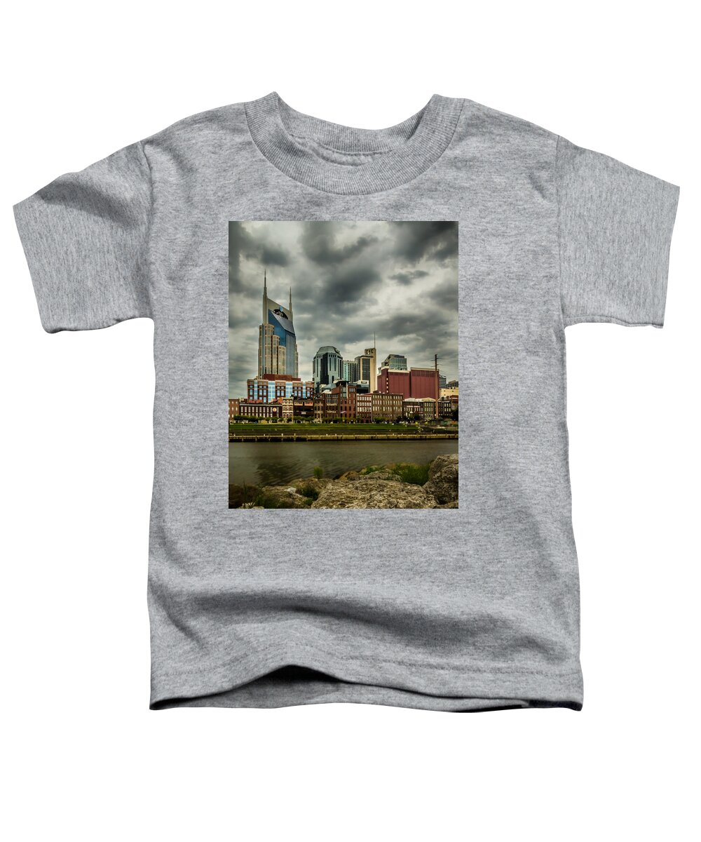 Cumberland Toddler T-Shirt featuring the photograph Tennessee - Nashville from across the Cumberland River by Ron Pate