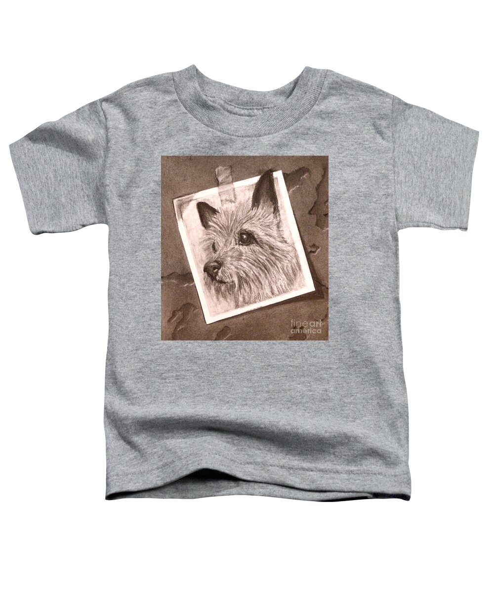 Cairn Terrier Toddler T-Shirt featuring the drawing Terrier as Optical Illusion by Susan A Becker