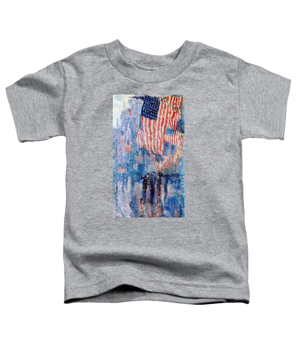 Frederick Childe Hassam Toddler T-Shirt featuring the digital art The Avenue In The Rain by Frederick Childe Hassam