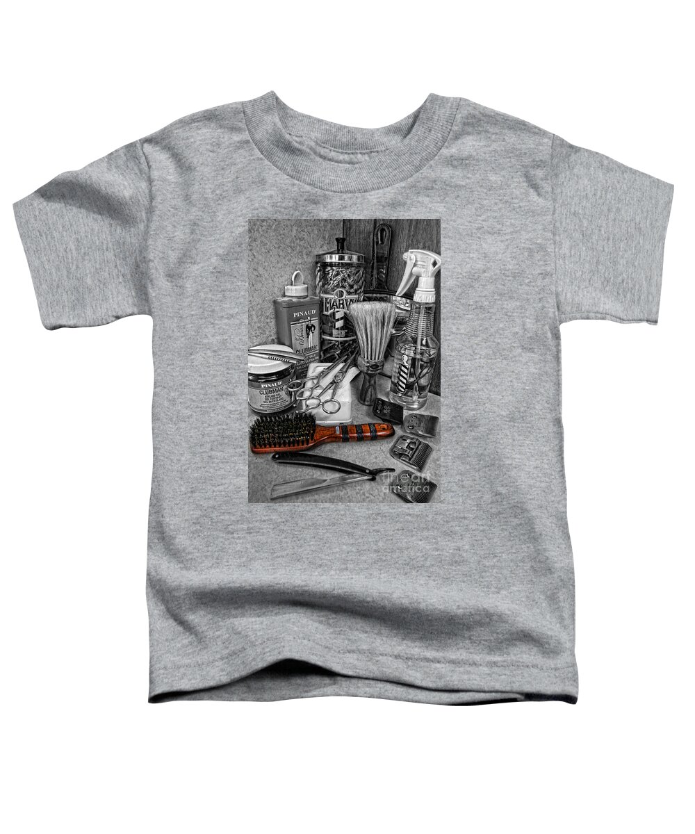 Barbicide Toddler T-Shirt featuring the photograph The Barber's Brush by Lee Dos Santos