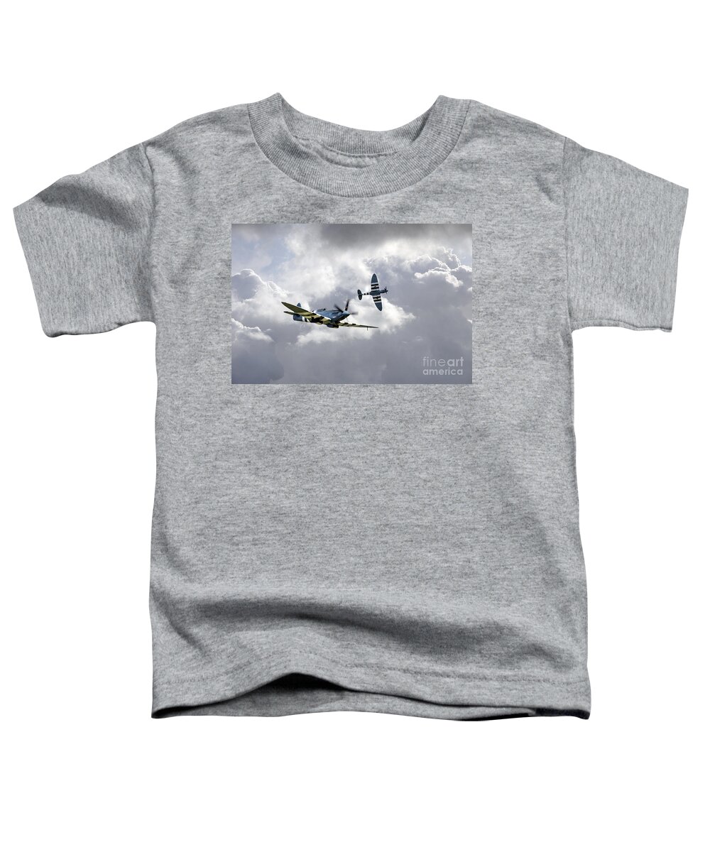 Supermarine Spitfire Toddler T-Shirt featuring the digital art The Blue Spitfires by Airpower Art