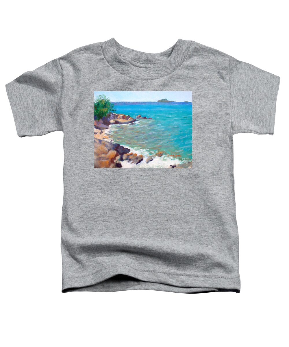 Honey Moon Beach Toddler T-Shirt featuring the painting The Cottage View by Candace Lovely