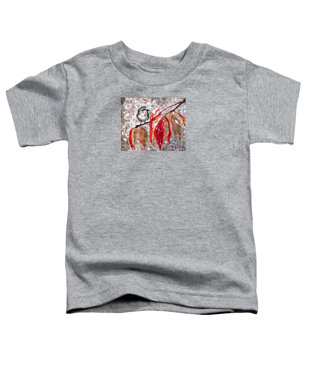 Snow Toddler T-Shirt featuring the painting The First Snow by Angela Davies