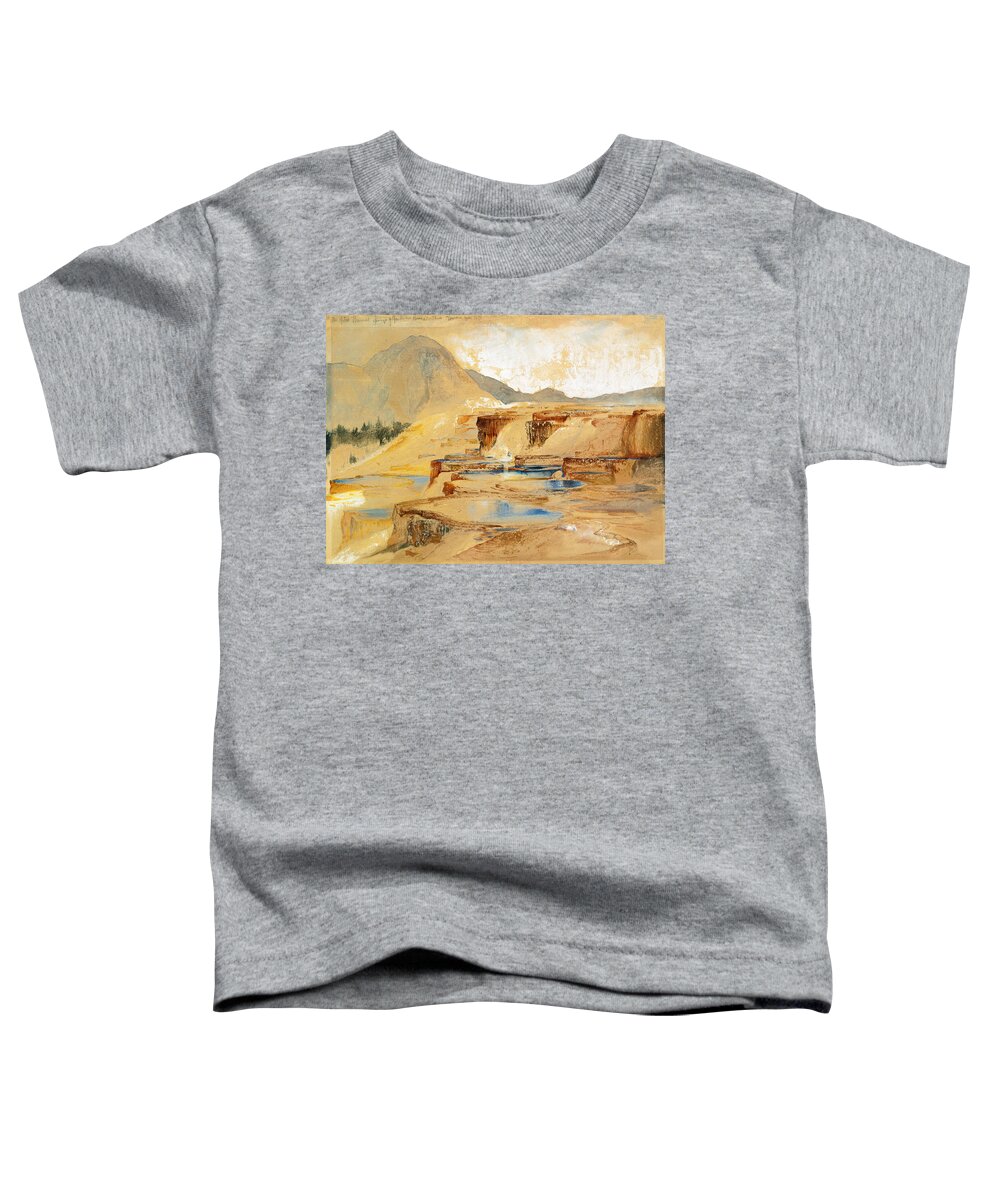 Thomas Moran Toddler T-Shirt featuring the painting The Great Thermal Springs of Gardiner's River Montana by Thomas Moran