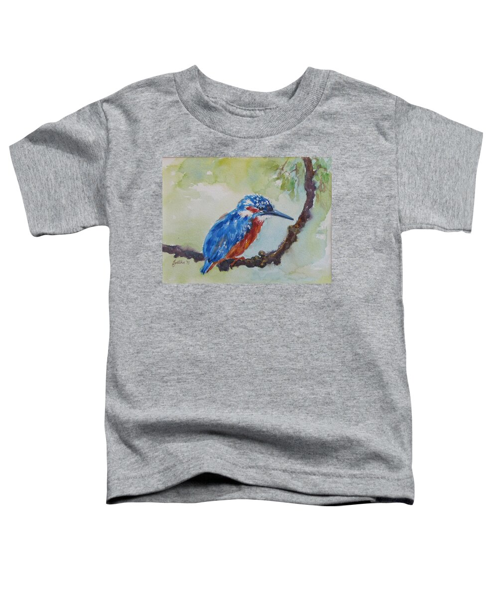 Bird Toddler T-Shirt featuring the painting The Kingfisher by Jyotika Shroff