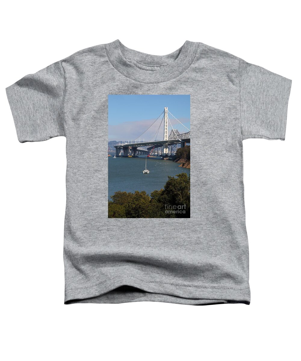 San Francisco Toddler T-Shirt featuring the photograph The New And The Old Bay Bridge San Francisco Oakland California 5D25409 by Wingsdomain Art and Photography