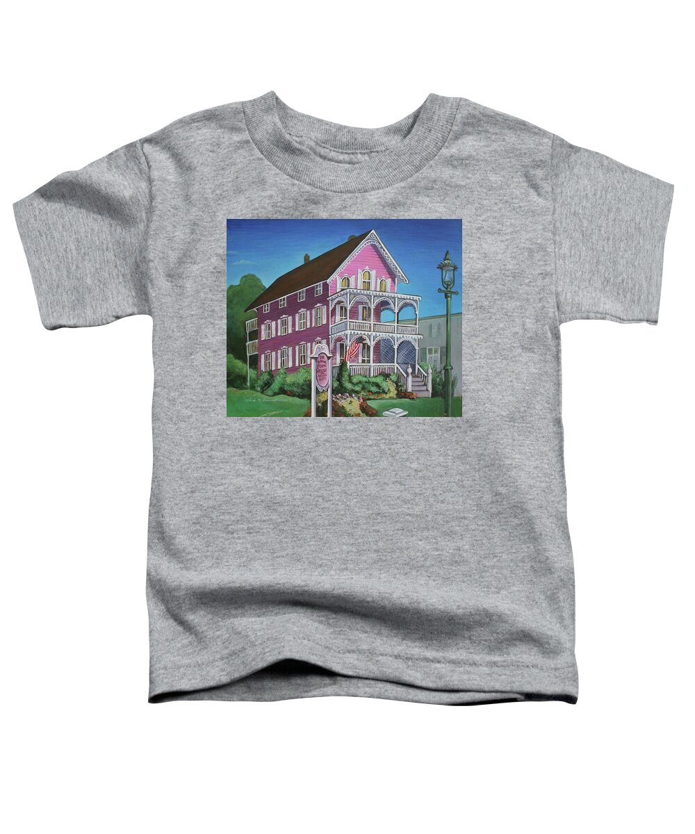 Cape May Toddler T-Shirt featuring the painting The Pink House in Cape May by Melinda Saminski