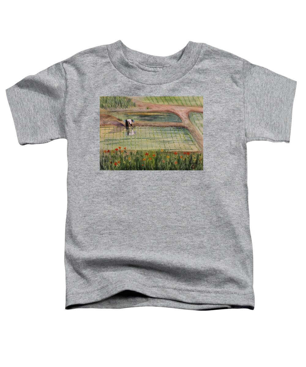 Fields Toddler T-Shirt featuring the painting The Rice Planter by Kelly Miyuki Kimura