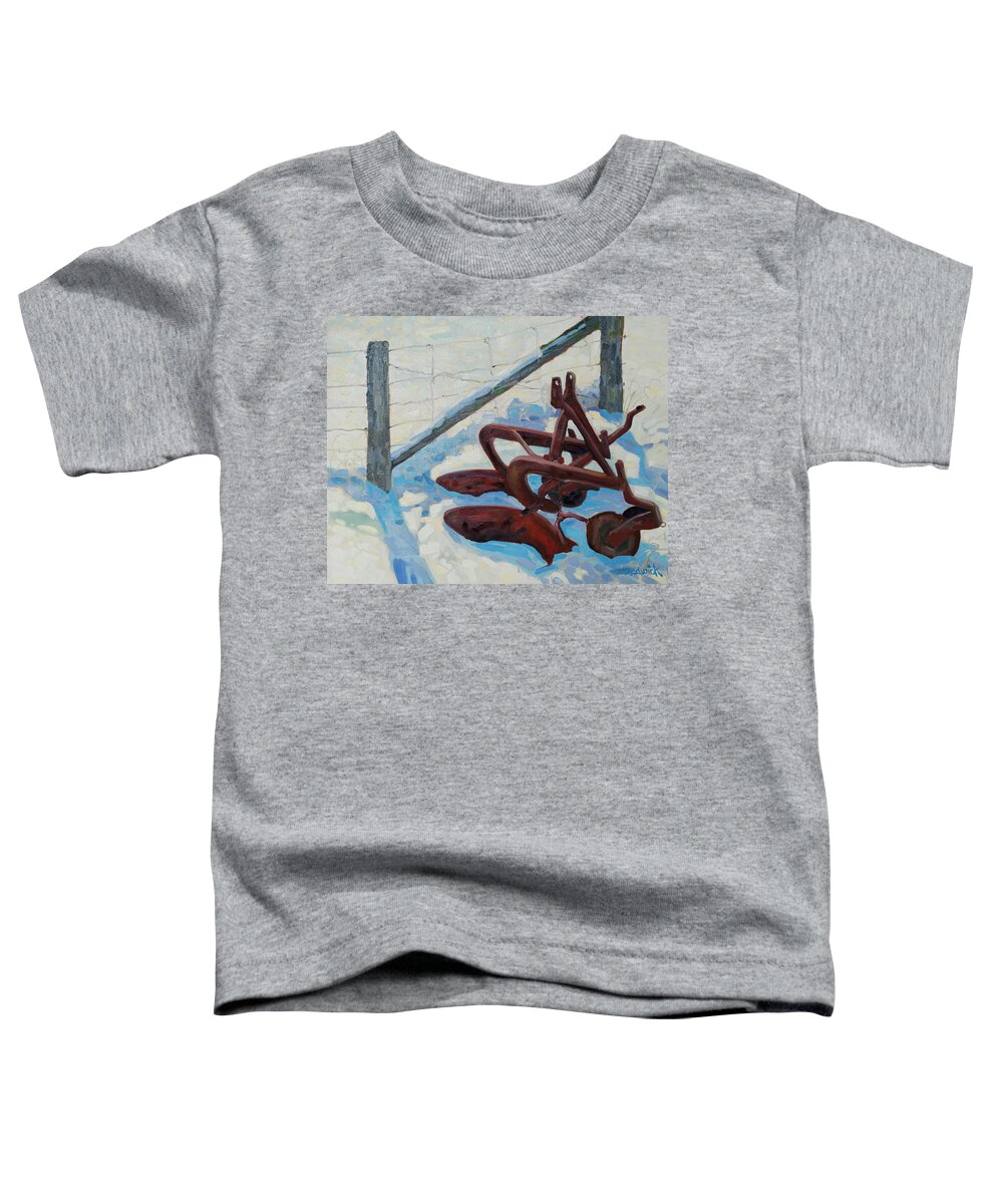 Plow Toddler T-Shirt featuring the painting The Snow Plow by Phil Chadwick