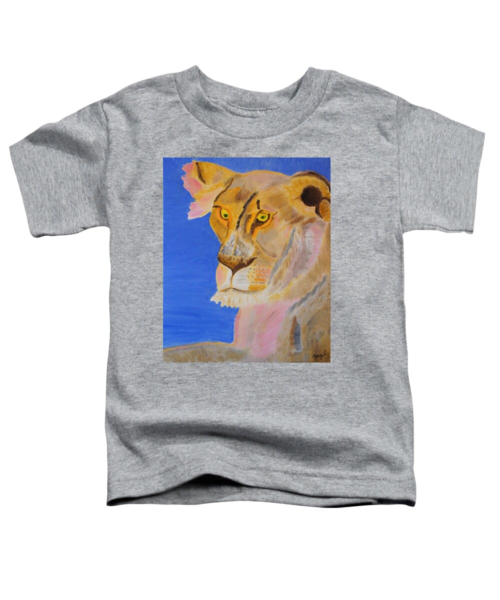 Feline Toddler T-Shirt featuring the painting Thoughts of a Feline by Meryl Goudey