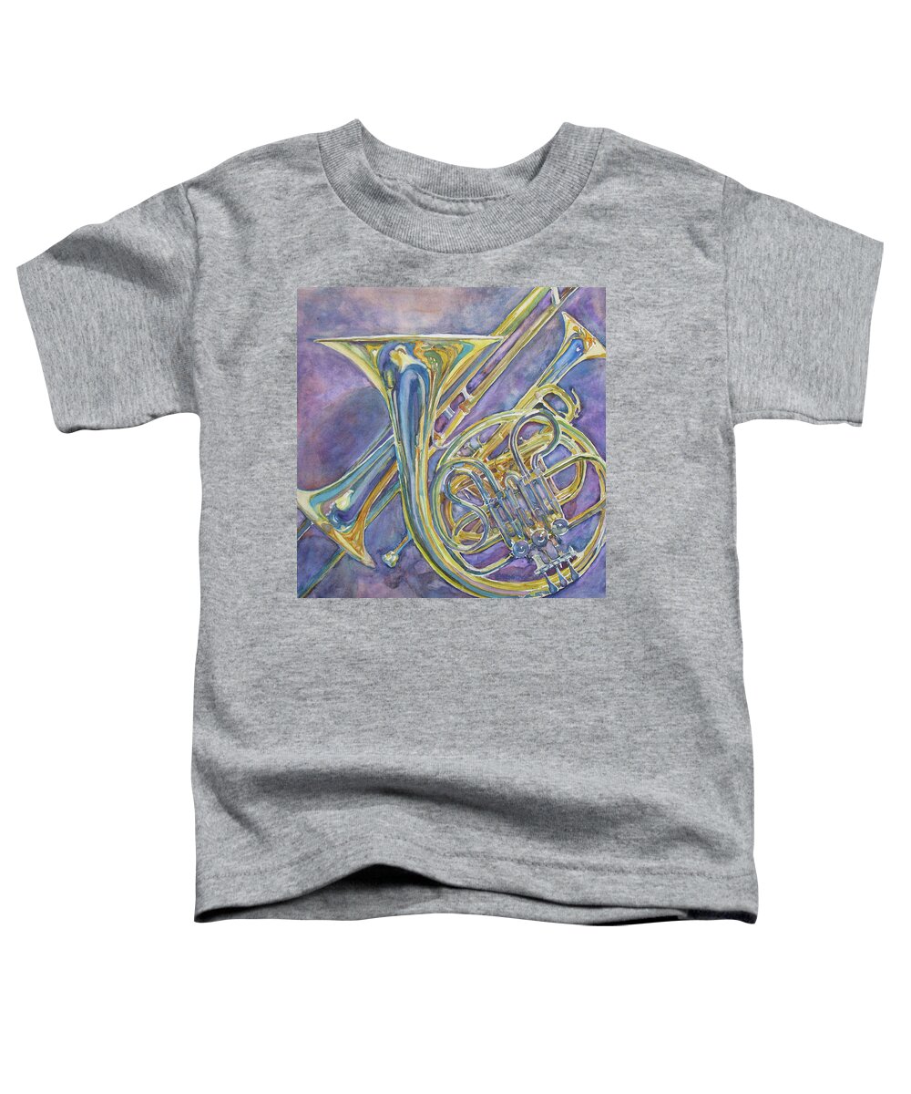 Horn Toddler T-Shirt featuring the painting Three Horns by Jenny Armitage