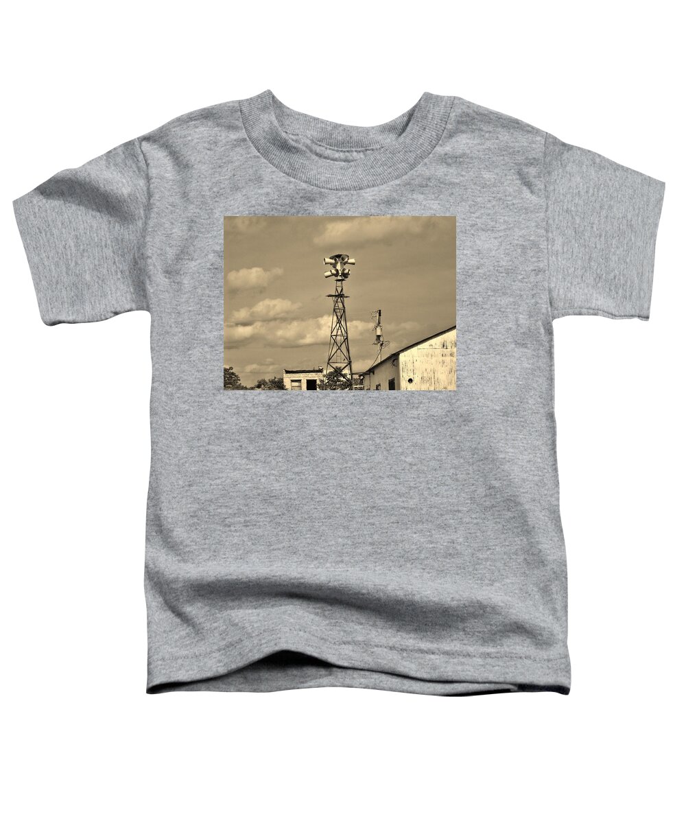 Picher Toddler T-Shirt featuring the photograph Tornado Siren in a Ghost Town by Ed Sweeney