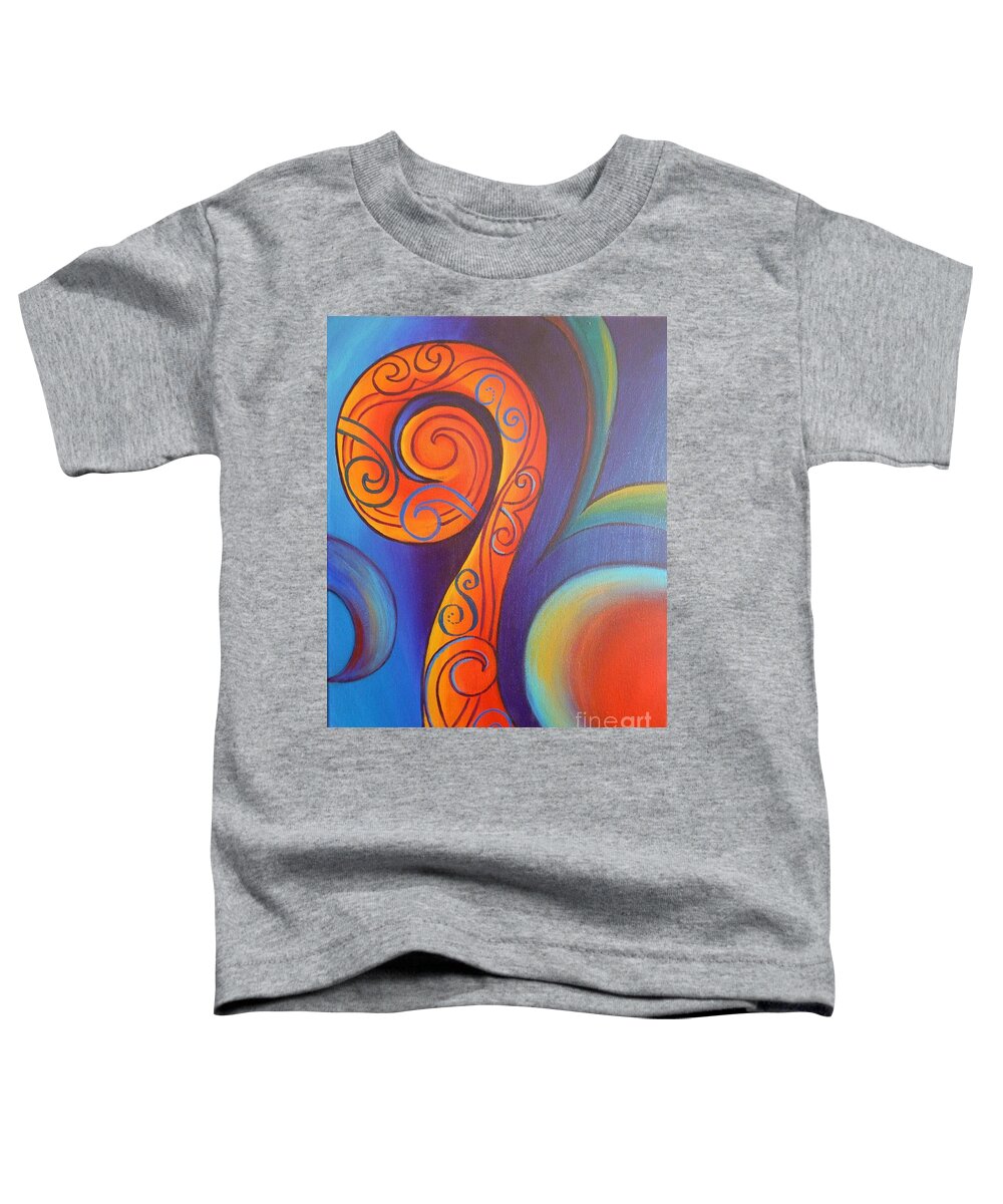 Reina Cottier Toddler T-Shirt featuring the painting Tribal Koru Red by Reina Cottier