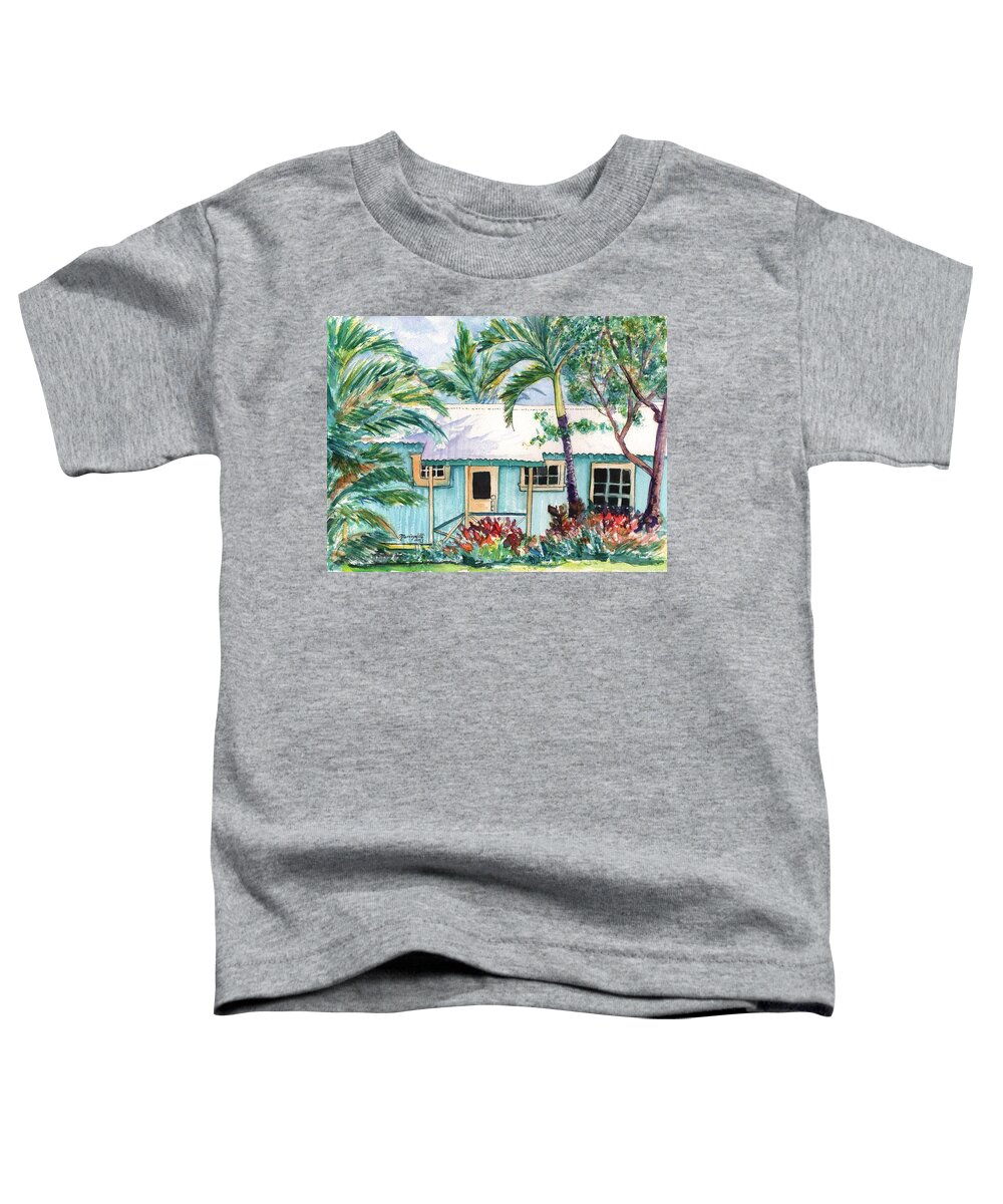 Kauai Cottage Toddler T-Shirt featuring the painting Tropical Vacation Cottage by Marionette Taboniar