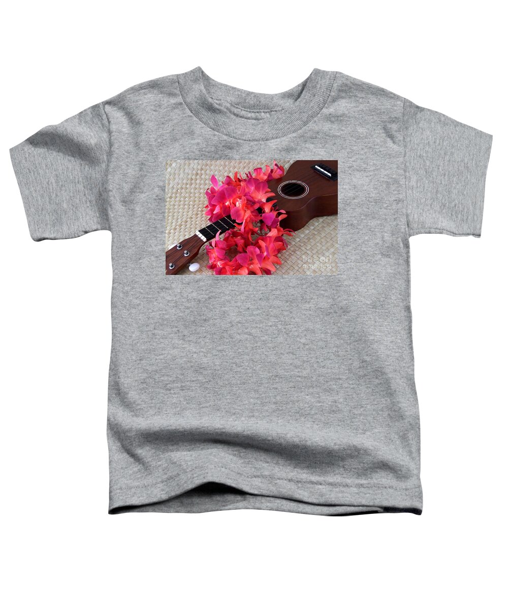 Ukulele Toddler T-Shirt featuring the photograph Ukulele and Red Lei by Mary Deal